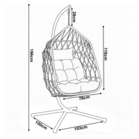 Fauteuil œuf pliable de loisirs en plein air, élégant, résistant aux UV, avec support et coussin