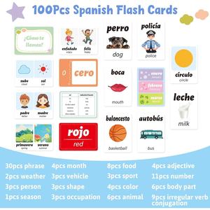 Español Inglés Bilingüe Tarjetas Flash Educativo Verbo Conjugación Adjetivo Color Frase Tarjetas para Niños Adultos Principiantes - Product Image 2