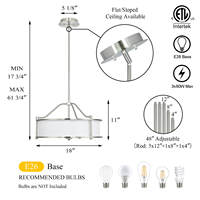 Luminaire suspendu moderne en forme de tambour en tissu, nickel brossé, réglable, pour salle à manger, salon