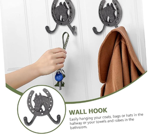 ติดผนังตะขอแขวนหัวหล่อหมวกแขวนเหล็กผนังห้องครัวแขวนเกือกม้าCoat Hooksชั้นวางกุญแจ<span class=keywords><strong>Wrought</strong></span> Sตกแต่งเสื้อผ้าตะขอ - Product Image 6