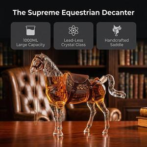 Hand Made Unique 1000ml Crystal Glass Horse Shaped Liquor Whiskey Dispenser Decanter with Saddle for Equestrian Lovers Gift - Product Image 4