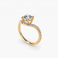 Bague de fiançailles solitaire ovale 0,5-3 carats en or massif 10K/14K/18K avec diamant de laboratoire cultivé, sertie pavé, à tige fendue, certifiée IGI CVD/HPHT VVS