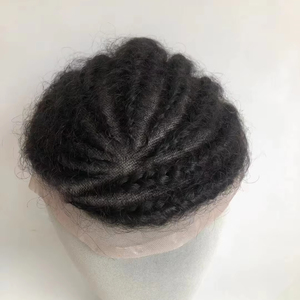 Hombres 8x10 "Peluca de reemplazo de cabello de encaje completo 8 Cornrow Strand Braid Hombres Rizado Natural <span class=keywords><strong>Afro</strong></span> Hair Toupee Cabello humano - Product Image 4