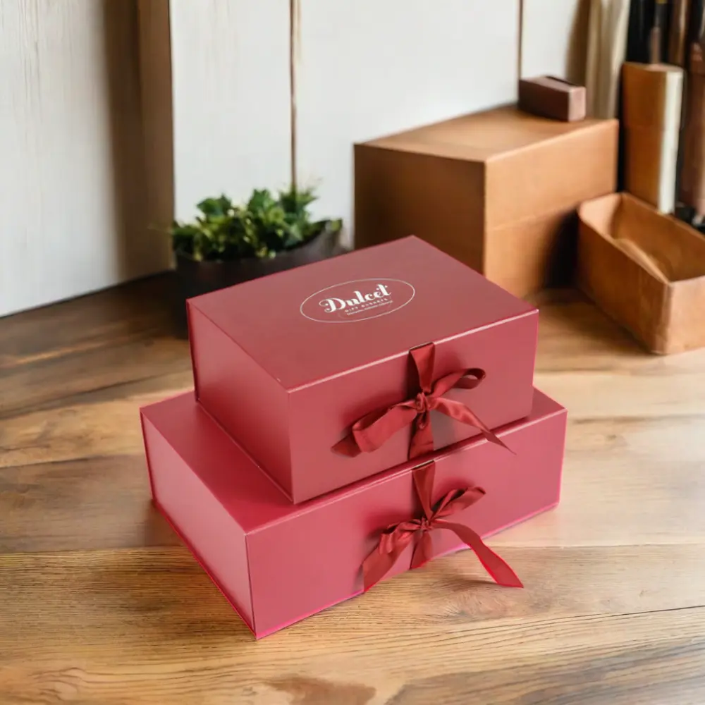 كراون وين صندوق عطر أحمر مسطح قابل للطي مغناطيسي متين صندوق ورقي قابل للطي كبير من الورق المقوى مناسب لتقديم الهدايا والأحذية في عيد الحب