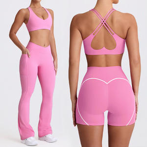 Nouveau soutien-gorge de sport transfrontalier pour femmes ensemble caraco respirant à peine là pantalon de yoga à séchage rapide pour logo de fitness en plein air sur le devant - Product Image 1