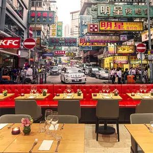Hoài cổ phong cách Hong Kong xem đường phố giấy dán tường 3D trang trí nhà tranh tường
