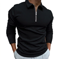Prix d'usine Chine OEM Logo personnalisé Sérigraphie Polyester tricoté Manches longues Couleur unie Col rabattu Décontracté Homme