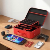 En stock, grand sac de rangement en PU pour Nintendo Switch 2, manette Pro, étui rigide en EVA avec 21 emplacements pour cartes de jeu, pour les voyages