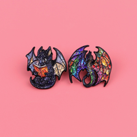 Broche en alliage de zinc émaillée Dragon Fantastique, style verre UV, créature mythique colorée, badge en métal
