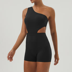 Aoyema da donna <span class=keywords><strong>monospalla</strong></span> Sexy e Slim Low Back reggiseno Yoga Fitness a compressione corta tuta sportiva 1 pezzo tuta da ginnastica atletica - Product Image 2