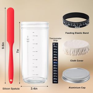 Kit de bocal en verre à large ouverture pour levain, avec logo personnalisé, compatible micro-ondes, étanche et résistant au congélateur, pour la cuisson du pain au levain - Product Image 2