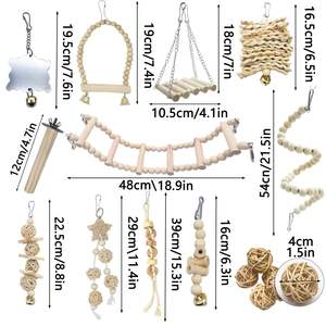 Juguete Ecológico para Pájaros, Escalera, Anillo de Madera, Columpio, Espejo, Piel de Tigre, Peonía, Loro, para Morder y Roer - Product Image 5