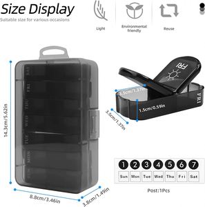 Portable <b>7</b> Days 14 Compartments AM PM Daily Pill Box Medicine <b>Tablet</b> Storage Box - Product Image 3
