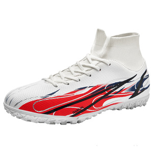 Chaussures de football professionnelles bleues à tige haute pour hommes, crampons FG, vente en gros, chaussures de sport personnalisées pour l'entraînement et les matchs internationaux - Product Image 2