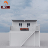 Cbox Villa Modulaire Détachable à Double Étage avec Mur Rideau en Verre et Garage Intégré