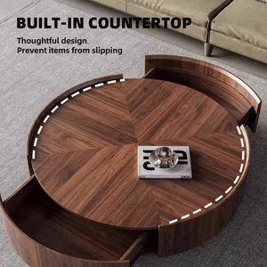 Nhà Máy Walnut colour cao cấp Bàn cà phê gỗ tròn Bàn cà phê phong cách hiện đại cho phòng khách - Product Image 4