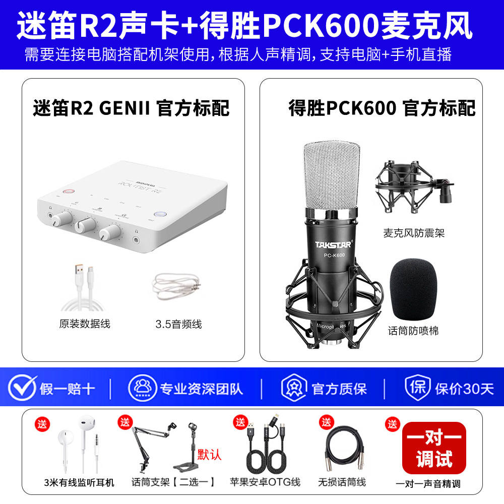 Conjunto de canto en vivo MIDI R2 + Takstar PC-K600