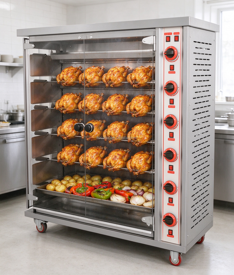 Rotesire Chicken Rack Stainless Steel Roast Chicken Container 6-rod Gas Chicken Rotisserie ...