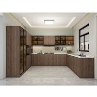 Haut de gamme gratuit Armoire de cuisine pour toute la maison Design personnalisé moderne modulaire de luxe en forme de L en MDF Pack plat pour la maison