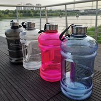 Bouteille d'eau sport en plastique antidérapante, grande capacité 2,2 L, sans BPA, étanche, écologique, avec corde et marqueur de temps