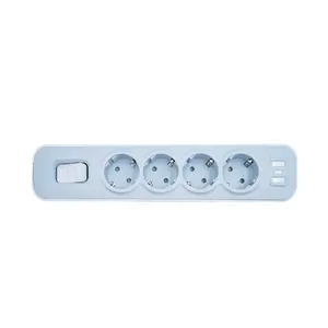 Personalización Power Eu Type Surge Protector 2M Extensión Socket Power Strip 4 Plugs Multi Plug Switch Board