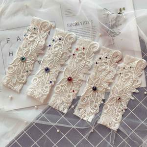 2 Pièces Jarretières de Mariage Personnalisées pour la Mariée, Jarretière en Dentelle avec Strass Bleus pour Fête de Mariage - Product Image 4