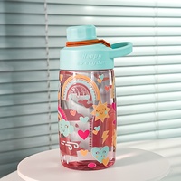 Bouteille d'eau sport pour enfant 500 ml en PC, anti-fuite et réutilisable avec poignée et bouchon à bouton, design portable