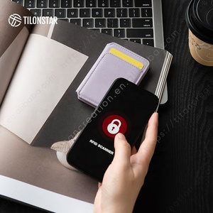 TILONSTAR TWW263 Women Luxury Leather Magnetic ID <b>Clip</b> Travel Wallet RFID Credit Card Holder For Mobile Phone Back CardHolder - Product Image 5
