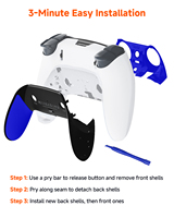 Poignée en caoutchouc souple multicolores avec bande décorative, adaptée au remplacement de la coque arrière de la manette PS5 Edge, antidérapante