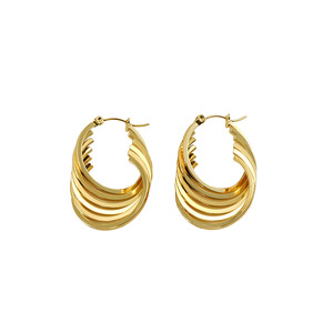 ZOGXIN Geometric Hoop Earrings 18K Gold Plated Stainless Steel Party Jewelry Women's Fashion Earrings - Product Image 5