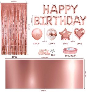 ชุดลูกโป่งกระดาษสีโรสโกลด์แบบใช้แล้วทิ้งสำหรับตกแต่งงานวันเกิด พร้อมอุปกรณ์ตกแต่งปาร์ตี้ ชุดลูกโป่งสุขสันต์วันเกิดพร้อมตัวอักษร - Product Image 3