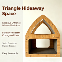 Casa para Gatos de Madera con Techo Puntiagudo y Puerta Arqueada, Pequeño Refugio con Entrada Abierta, Cama Acogedora para Gatos en Interiores