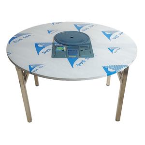 Mesa Redonda Plegable Comercial con Estufa de Gas Integrada, Mesa Redonda de Acero Inoxidable para Barbacoa y Hot Pot para Restaurante - Product Image 1