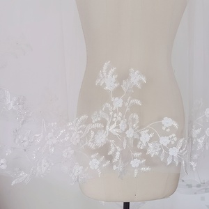 Commande personnalisée acceptable Applique en dentelle fleurie garniture mariage voile de mariée cathédrale chapelle longueur mariage Cape voile - Product Image 4