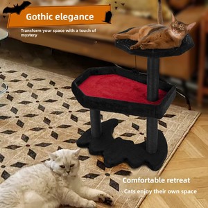 Albero per <span class=keywords><strong>Gatti</strong></span> in Legno per Halloween e Cuccia, Stile Cartone Animato con Motivo Pipistrello, Design Compatto per <span class=keywords><strong>Gatti</strong></span> Grandi, Struttura Salvaspazio per Arrampicata - Product Image 4