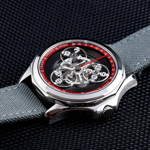 Montre personnalisée OEM avec logo, mouvement mécanique automatique à heures sauteuses, affichage satellite, bracelet en cuir en acier inoxydable 316L - Product Image 2