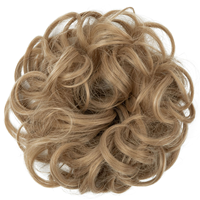 Moño de pelo sintético, coleta despeinada rizada, banda elástica para el pelo, postizo para mujer, horquillas, negro, marrón