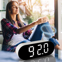 Wekker Digitale Spiegel Oppervlak Dimmer Grote Led Display Dual Usb Opladen Poorten Snooze Slaap Timer Slaapkamer Decoratie