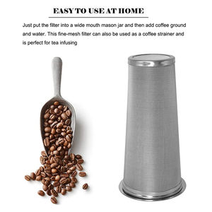 Infuseur à thé et fruits en <span class=keywords><strong>maille</strong></span> fine 8x15cm, cafetière glacée, filtre à <span class=keywords><strong>café</strong></span> infusé à froid avec anneau d'étanchéité pour pot à large ouverture - Product Image 3