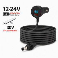 Cable de Alimentación CC para Starlink Mini, 12V 24V, Encendedor de Cigarrillos para Auto con Pantalla LED, Conector Macho de 3M 5521 para Starlink Mini