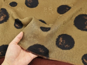 19mm sur pomme de terre renoncule kaki couleur gros pois fleur rose 100% mûrier soie soie jacquard tissu - Product Image 4