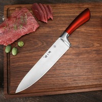 Couteau de Chef 8 pouces en Acier Inoxydable Allemand à Haute Teneur en Carbone Forgé - Couteau de Cuisine Ergonomique avec Manche Antidérapant Coloré