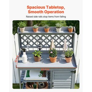 <b>Outdoor</b> Gardening Potting Table with <b>Storage</b> 43 X 18 Wood Workstation <b>Cabinet</b> and Shelves for Indoor Work - Product Image 4
