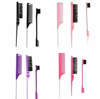 Peignes de salon en plastique personnalisés, résistants à la chaleur, en métal, à queue de rat, pour la séparation des cheveux, ensemble de brosses en plastique à étiquette privée