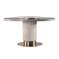 Italienischer Stil Esstisch Designer leichte Luxus High-End-Esstisch Stuhl Kombination kleiner Haushalt mit Plattenspieler rund ta