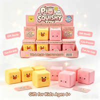 Jouet Squishy Carré en Forme de Cochon et Canard, Jouet Sensoriel Anti-Stress en Forme d'Animal de Dessin Animé, Vente en Gros, Boîte de Présentation de 12 Pièces