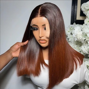 Peluca de Cabello Humano Vietnamita Virgen Liso Glueless con Cierre Frontal HD 5x5, Color Marrón Rojizo Ombre <span class=keywords><strong>Castaño</strong></span>, Venta al por Mayor - Product Image 3
