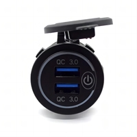 Prise de charge rapide à interrupteur tactile pour voitures et motos, 12V/24V 36W QC3.0, double port USB