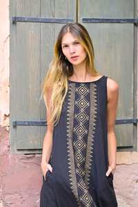 Robe d'été décontractée en coton écologique pour femmes avec taille naturelle et volants - Product Image 6