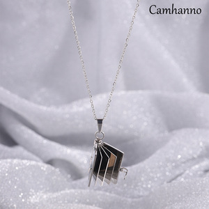 Collier Pendentif Livre Ouvrable en Acier Titane Unisexe avec Lettre d'Amour et Résine, Personnalisable, Élégant, Tendance, Cadeau Idéal, Collier Ras du Cou - Product Image 4